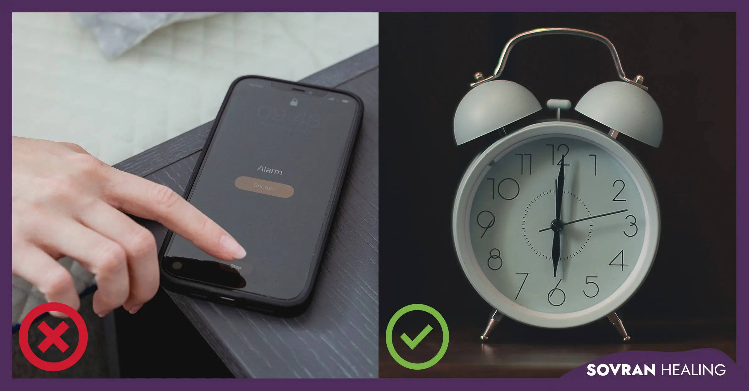 Image showing to use an old school alarm clock instead of the alarm feature on your phone