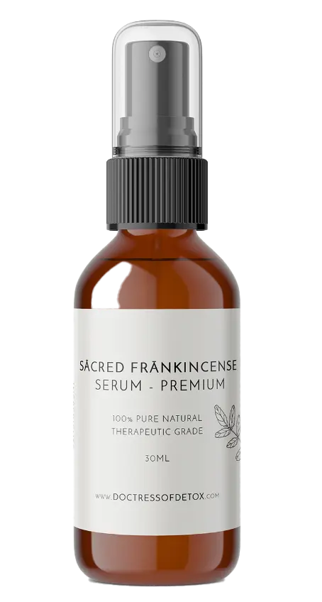 Frankincense Serum in an amber glass with a spray cap