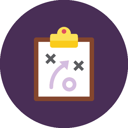 Graphic of a clipboard with a plan against a purple background