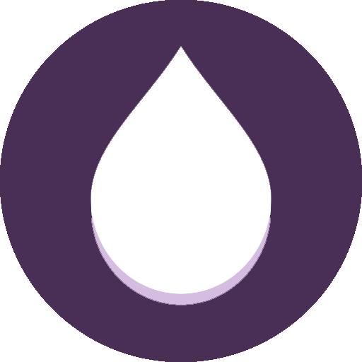 Graphic of water droplet on a purple background